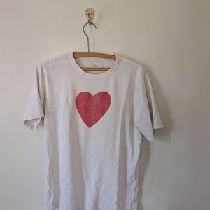 Imogene +Willie White T-Shirt with Red Heart